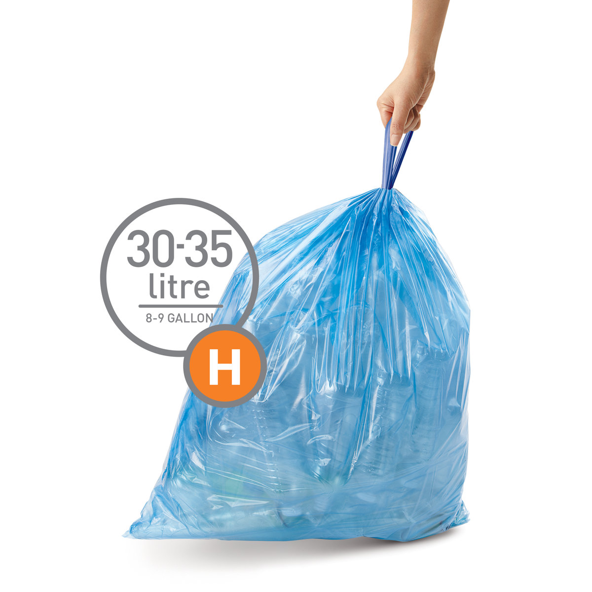 Simplehuman Code H Custom Fit Drawstring Trash Bags, 30-35 Liter / 8-9.2 Gallon